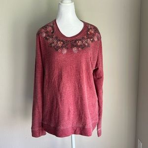 Lucky Brand red&white longsleeve lightweight sweatshirt